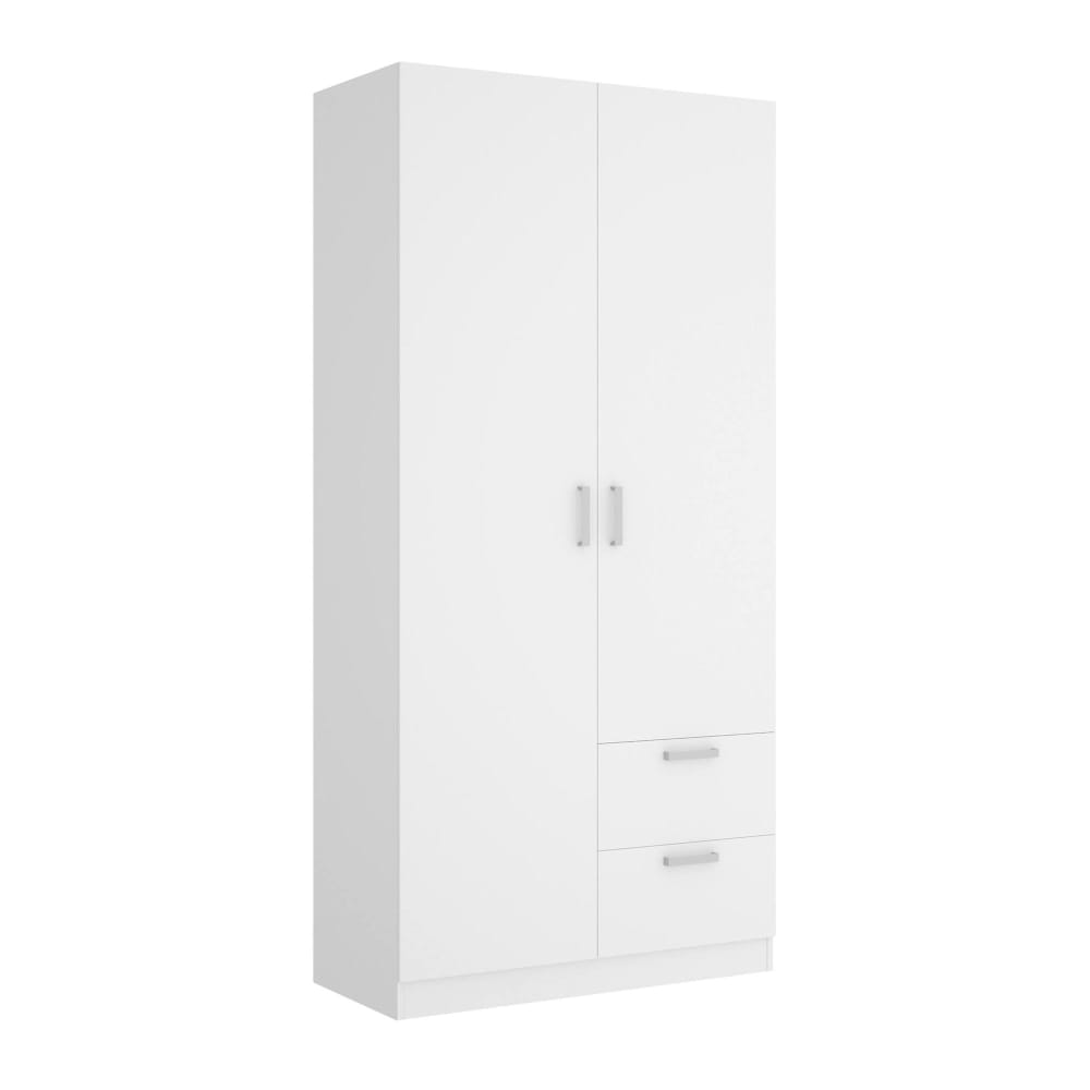wohnli-moebel-suche-Zweitueriger-Kleiderschrank-mit-weissem-Holzeffekt-222-x-52-x-215-cm Wohnli Möbelsuche - Zweitüriger Kleiderschrank mit weißem Holzeffekt